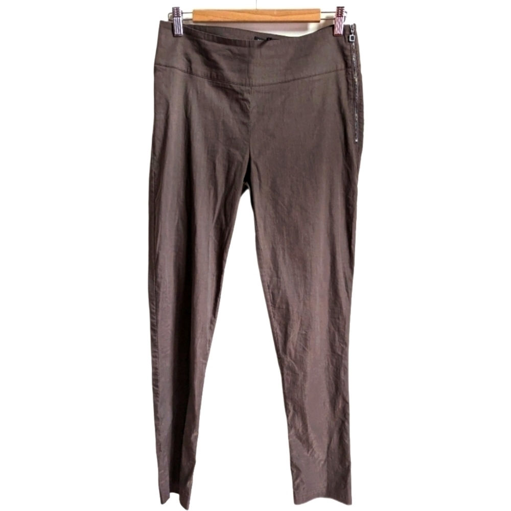 SARAH PACINI Brown Shiny Lagenlook Casual Contemporary Pull On Pants Size 2